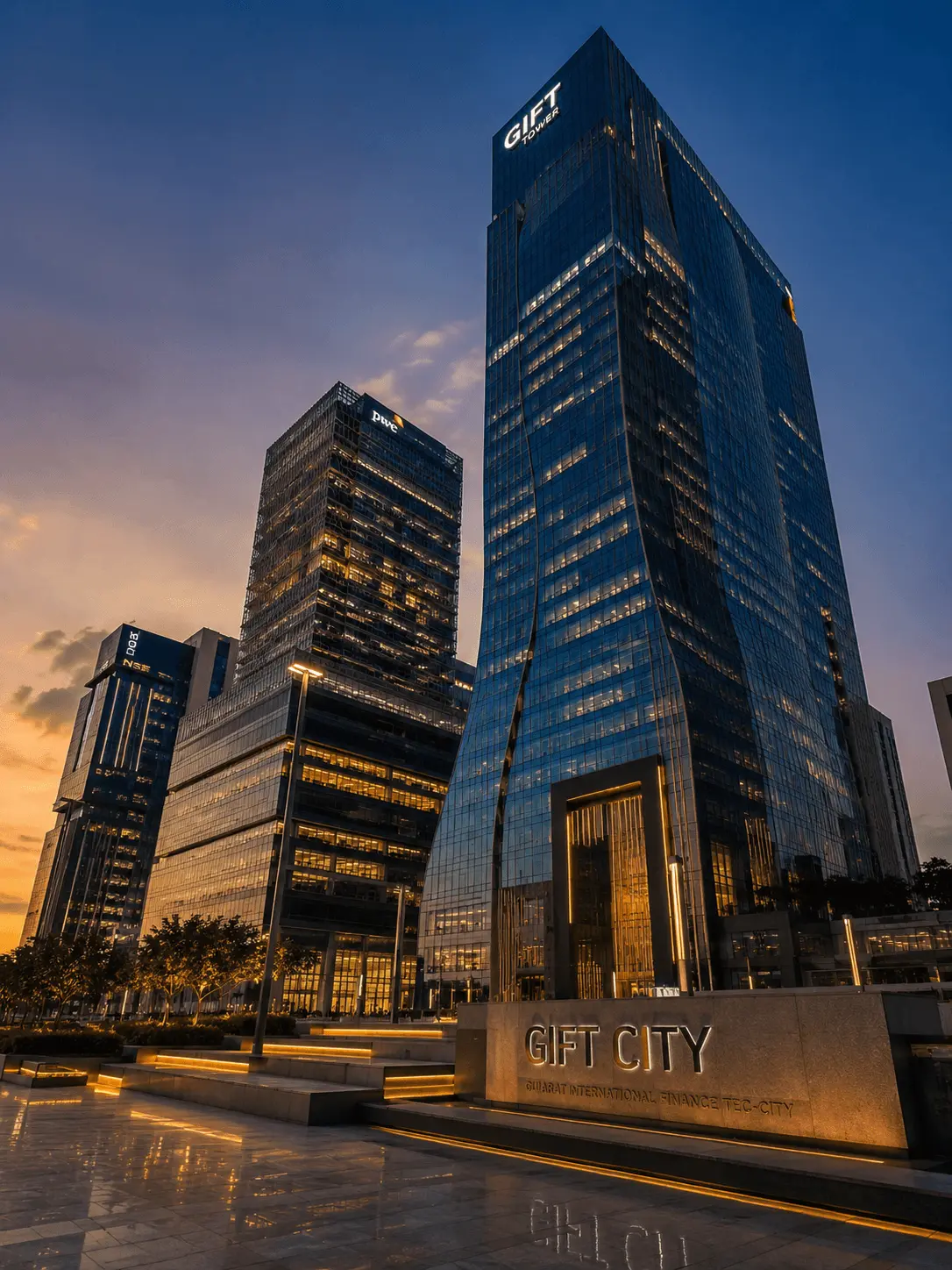 GIFT City skyline, Gujarat's hub for asset management and portfolio management firms